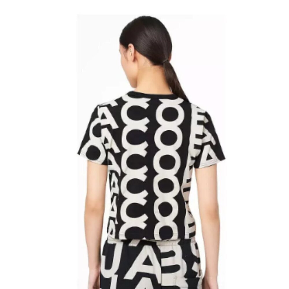NEW! Marc Jacobs The Monogram Baby Tee -Black White multi - Picture 4 of 5
